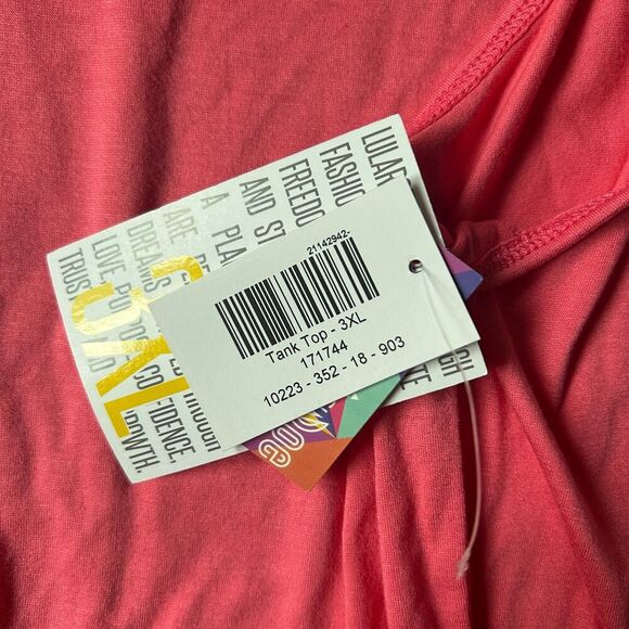 NWT LuLaRoe TANK TOP Solid Coral Pink Sleeveless Plus Size 3XL Casual - Picture 5 of 8